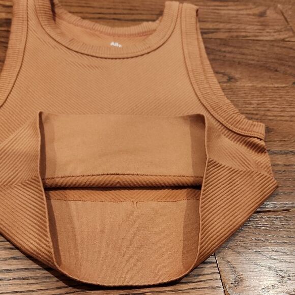 ALLY Ribbed Cropped Tank Top Size XS Brown Casual Streetware Summer Outdoor - Picture 6 of 6